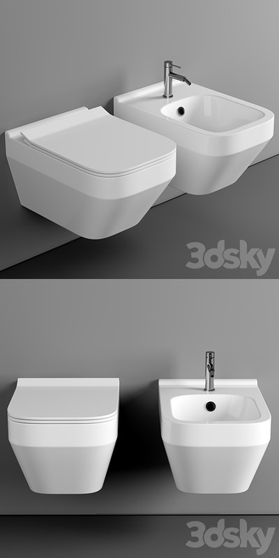 Cersanit Crea Square Clean On DPL EO slim wall hung toilet set + Cersanit Link Pro installation system for toilet bowls